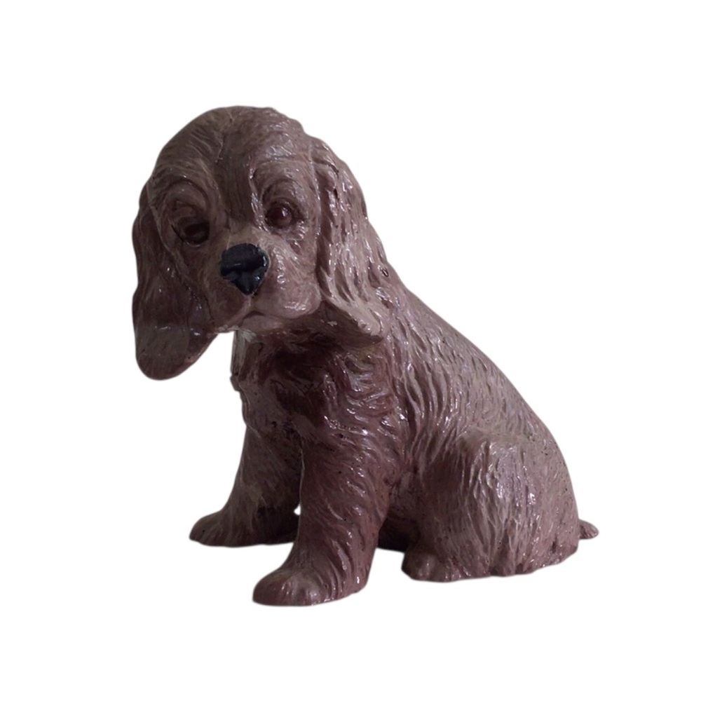 Vtg 1980s Red Mill Mfg Crushed Pecan Shell Resin Cocker Spaniel Puppy Figurine